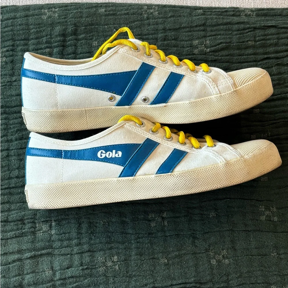 Gola Canvas Sneakers with Blue and Yellow Accents - Picture 2 of 6